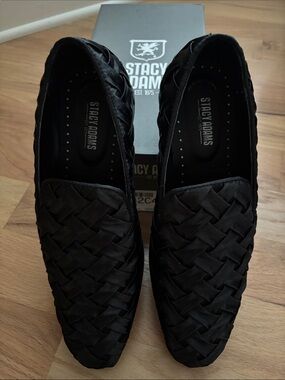 Stacy Adams Black Woven Slip-On Loafers - Men's